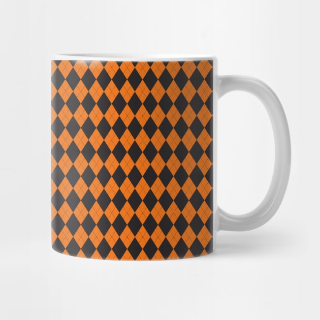 Halloween Black and Orange Argyle Pattern Diamond Checks by squeakyricardo